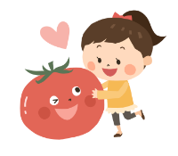 トマトと女の子のイラスト